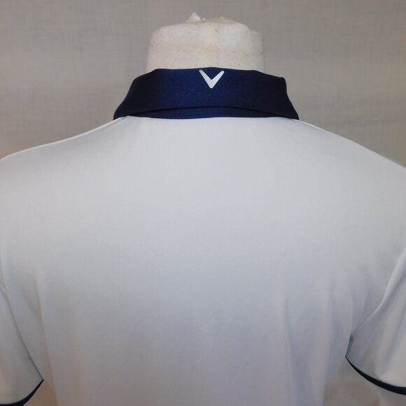 Callaway Opti Dri Womens L White Blue V Neck Golf Polo Shirt - Picture 8 of 10